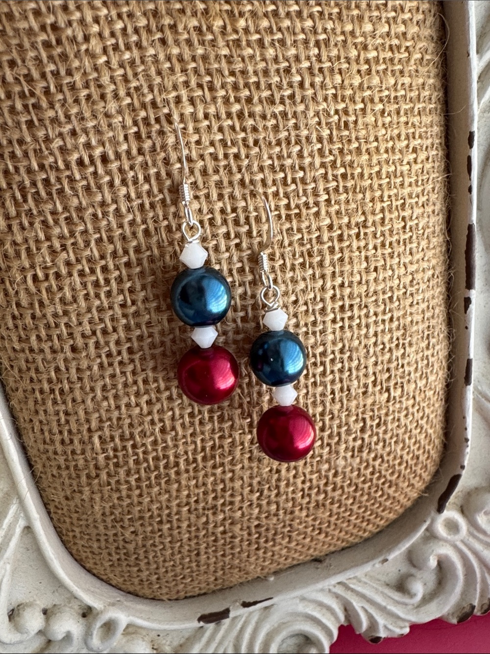 Glass Pearl and Swarovski Crystal Drop Earrings